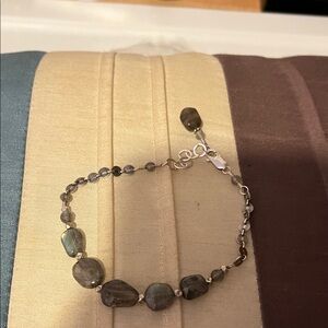 Labradorite Stone Bracelet with Silver Accents